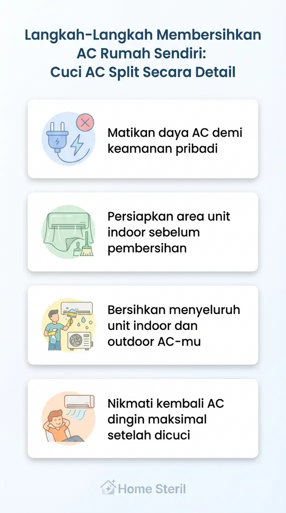 Langkah-Langkah Membersihkan AC Rumah Sendiri: Cuci AC Split Secara Detail
