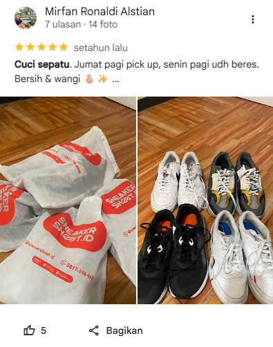 Review Pelanggan Cuci Sepatu di Sneakershoot.id