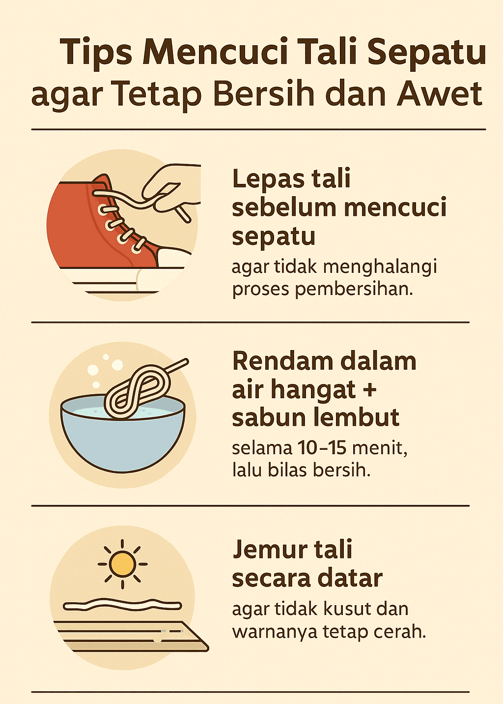 Infografik: Tips Mencuci Tali Sepatu agar Tetap Bersih dan Awet