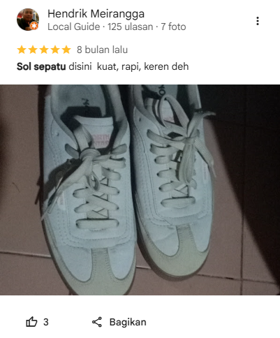 Rating Pelanggan yang Telah Percaya Reparasi Sepatu di Sneakershoot