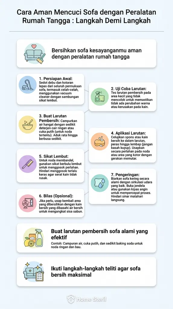 Cara Aman Mencuci Sofa dengan Peralatan Rumah Tangga : Langkah Demi Langkah