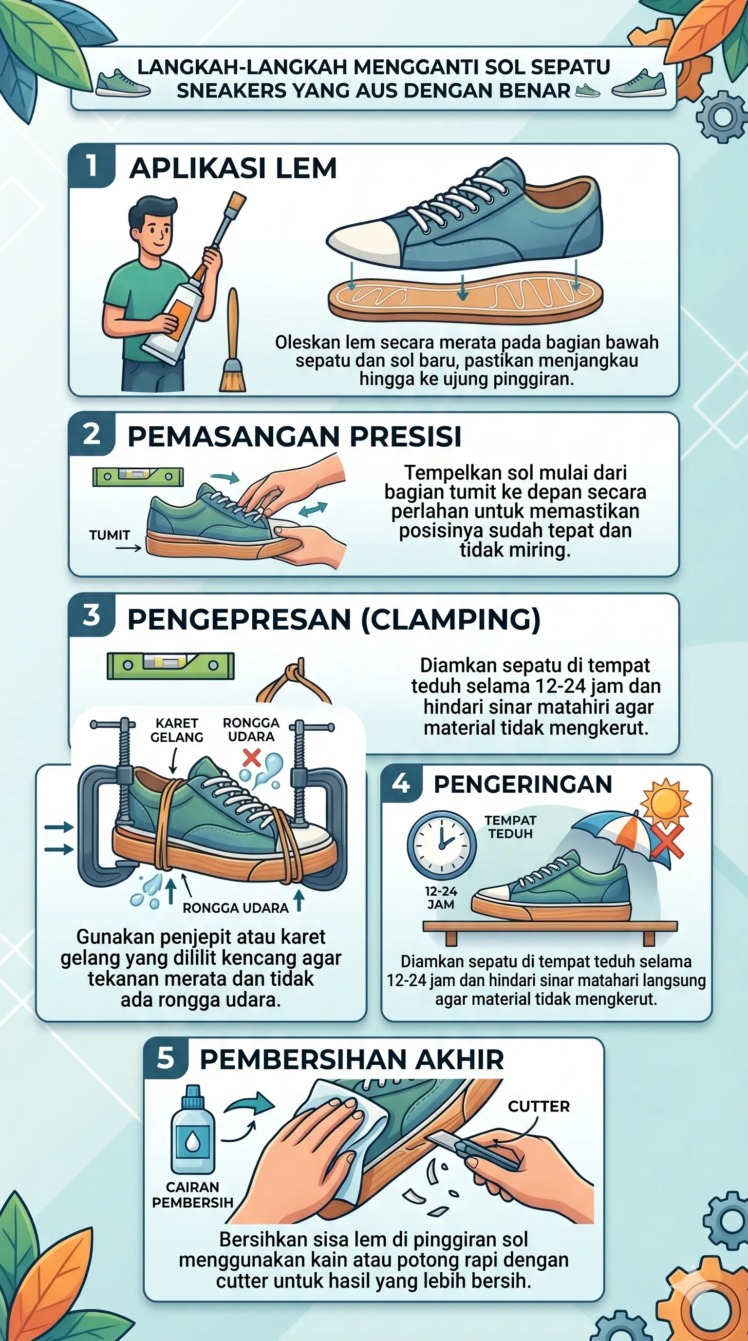Langkah-Langkah Mengganti Sol Sepatu Sneakers yang Aus dengan Benar