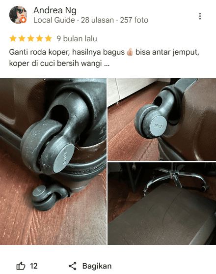 Rating Pelanggan Terkait Jasa Reparasi Koper