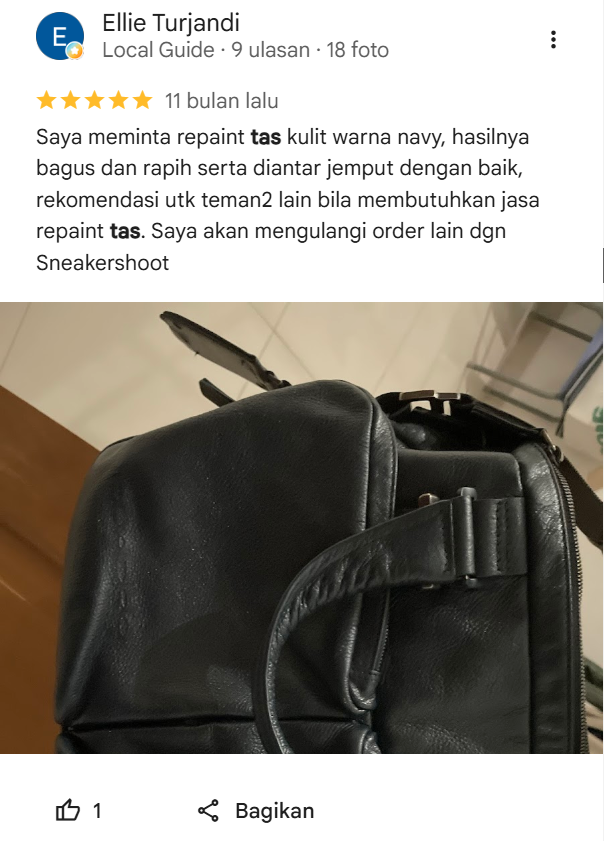 Testimoni Pelanggan Reparasi Tas di Sneakershoot