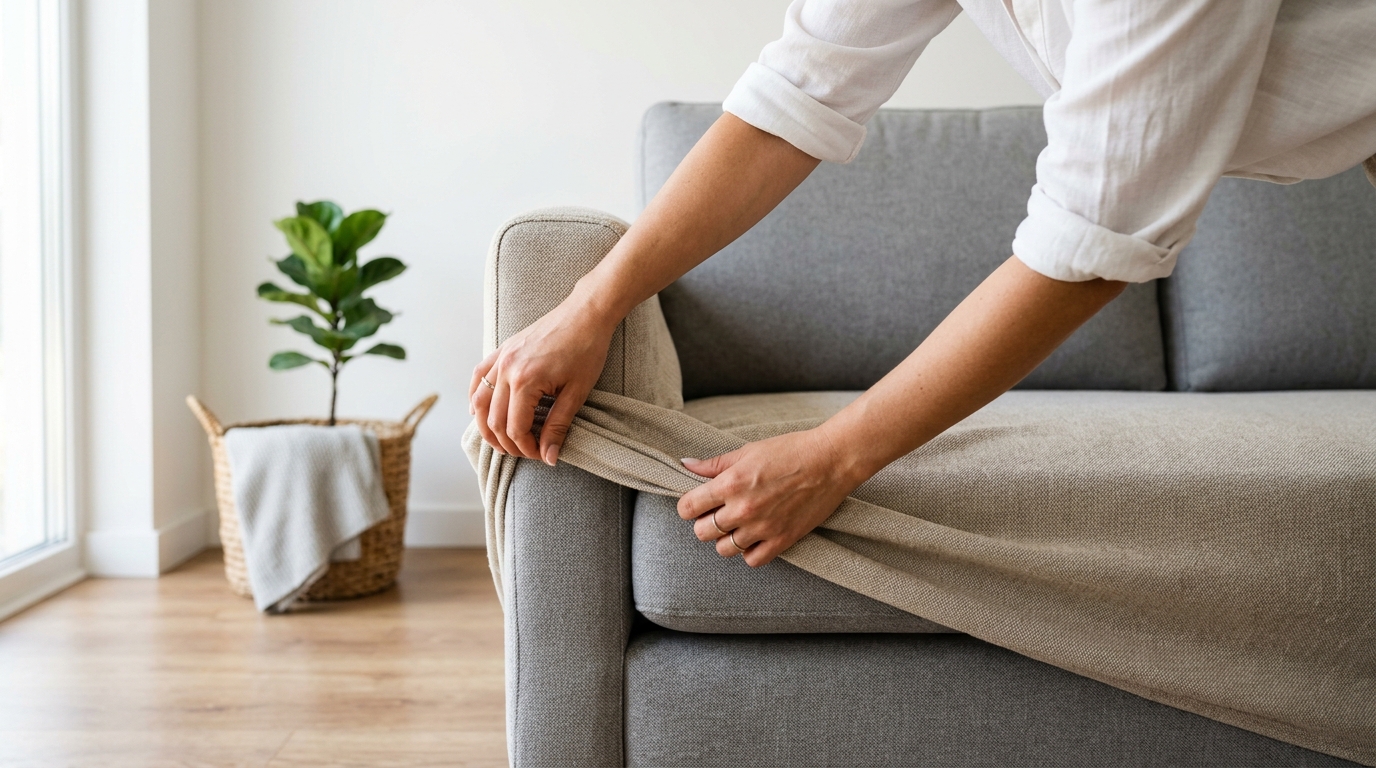 3. Tambahkan Penutup Sofa – Pelindung Praktis!
