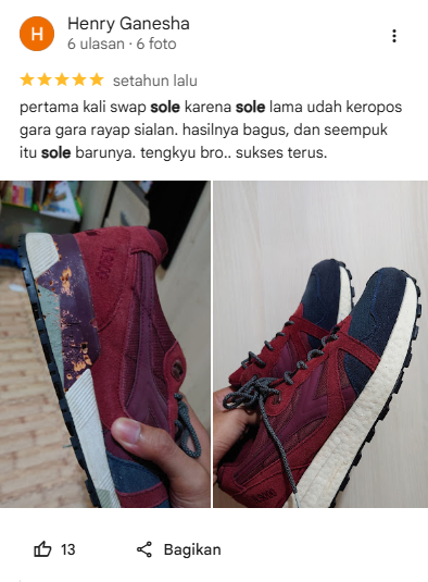 Testimoni Pelanggan Ganti Outsole Sepati di Sneakershoot.id