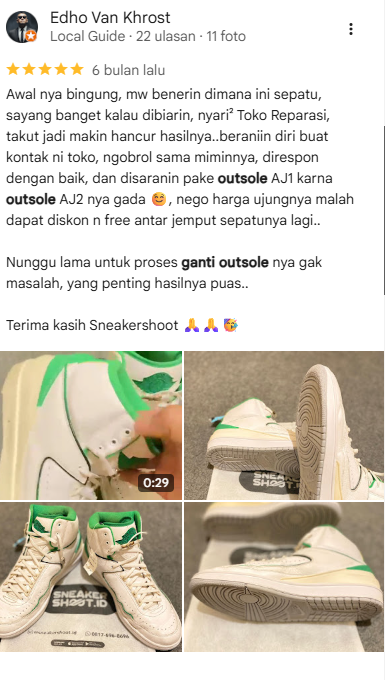 Testimoni Pelanggan Ganti Outsole di sneakershoot.id