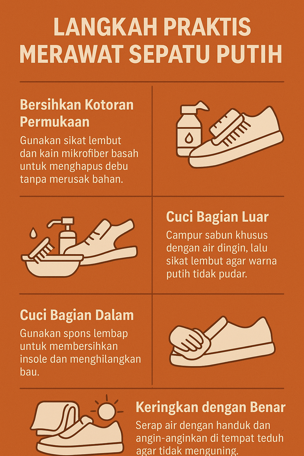 ChatGPT said: Langkah Praktis Merawat Sepatu Putih