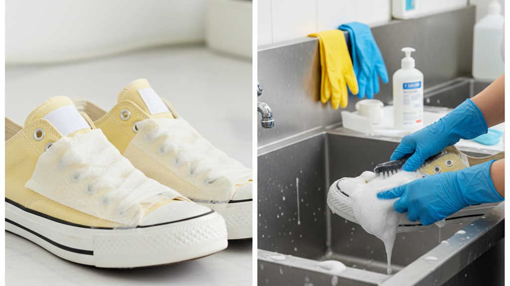 Perbedaan Mencuci Biasa dengan Jasa Unyellowing Sepatu