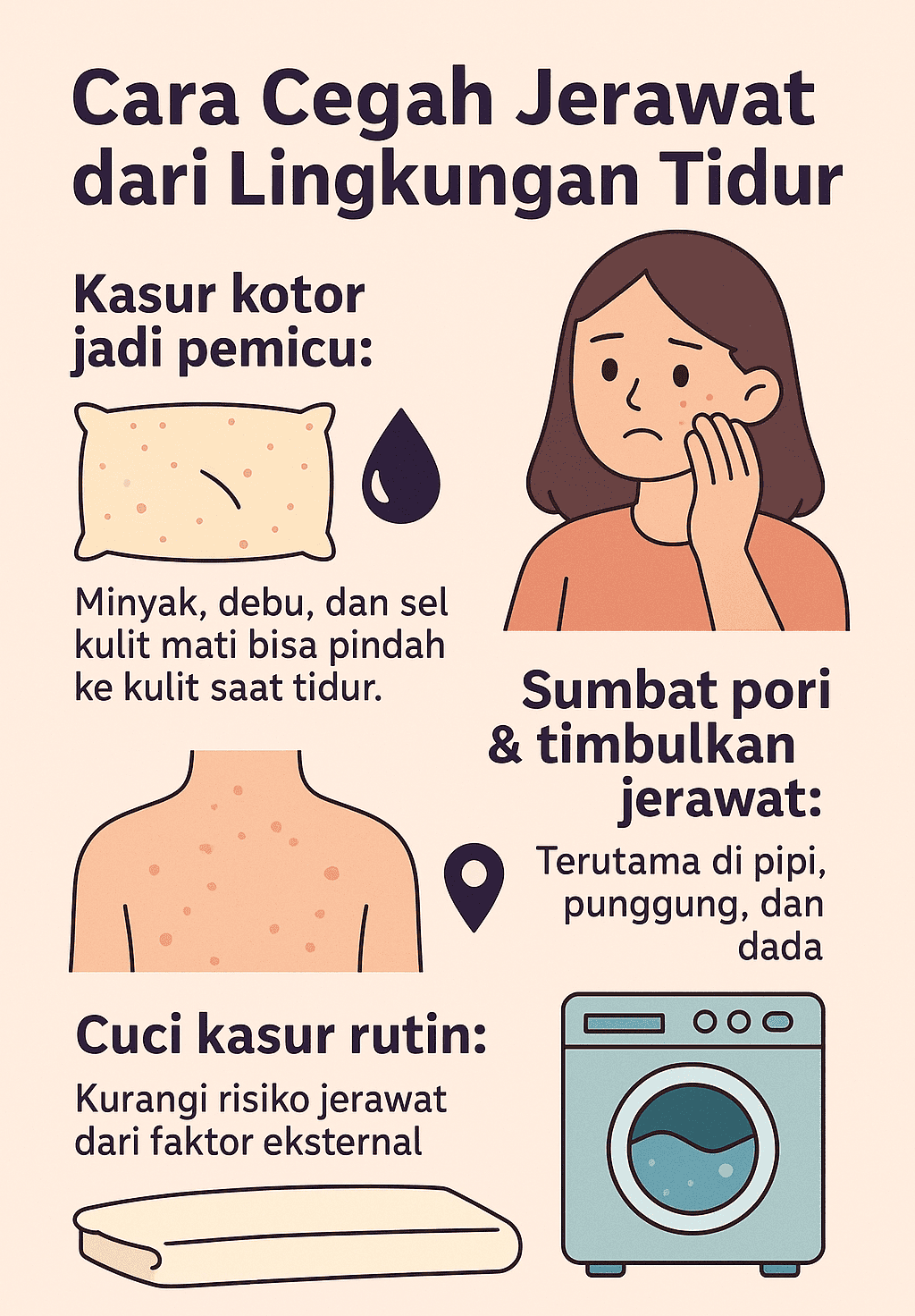 Infografik: Cara Cegah Jerawat dari Lingkungan Tidur