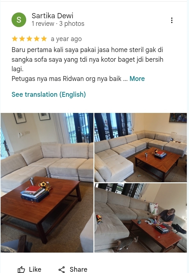 Apa Kata Pelanggan Cuci Sofa di Home Steril
