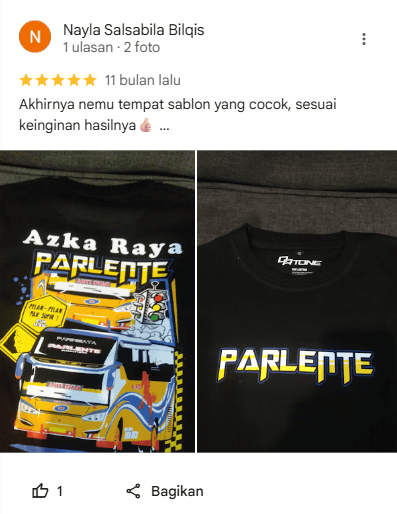 Review Pelanggan dr-tone.art (Layanan Sablon Kaos Express)
