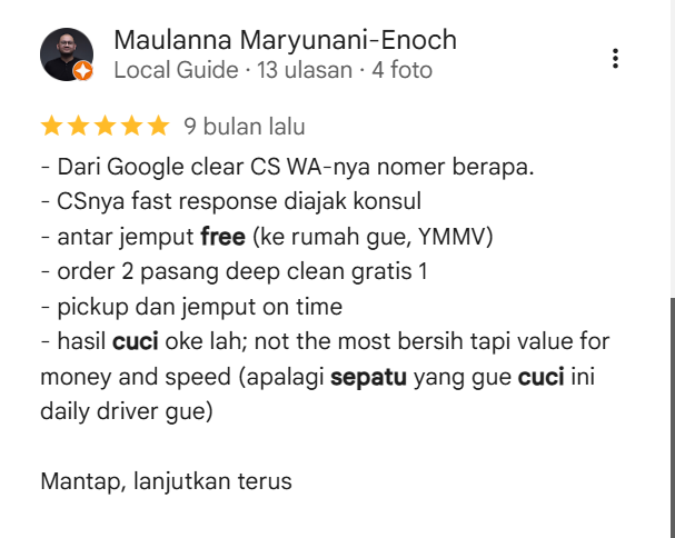 Ulasan Pelanggan Terkait Jasa Cuci Sepatu di Home Steril
