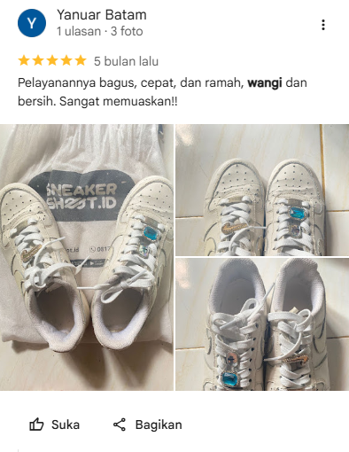 Rating ulasan kepuasan pelanggan laundry sepatu - sneakershoot.id