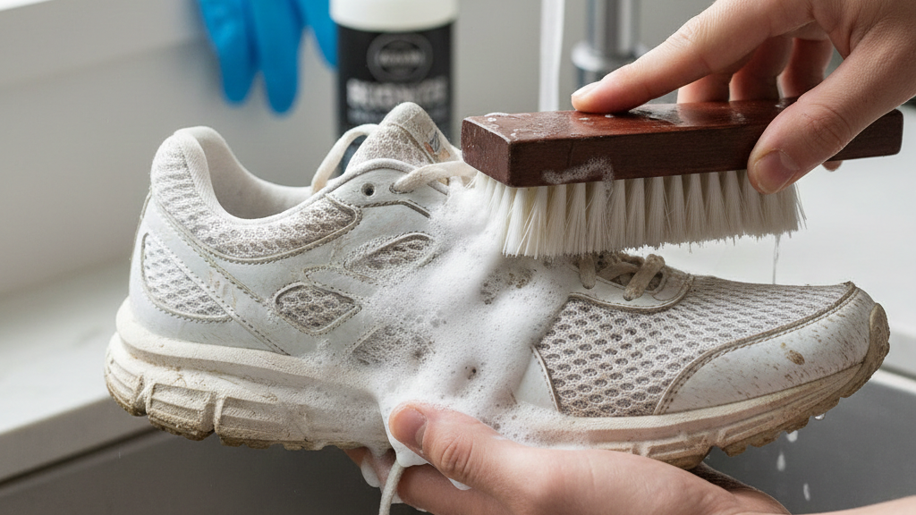 Proses Mencuci Sepatu dengan Tangan: Fokus pada Noda