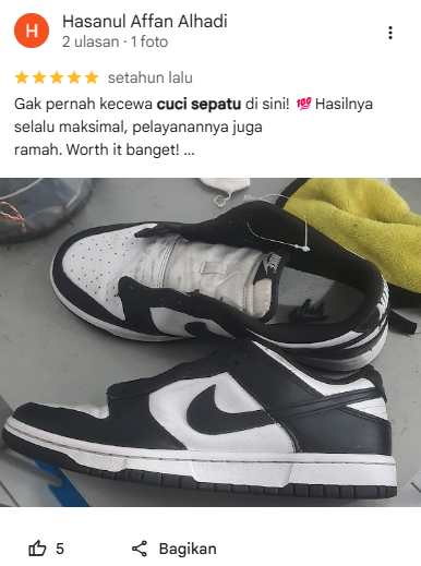 Review Pelanggan Jasa Cuci Sepatu Kulit SNEAKERSHOOT!