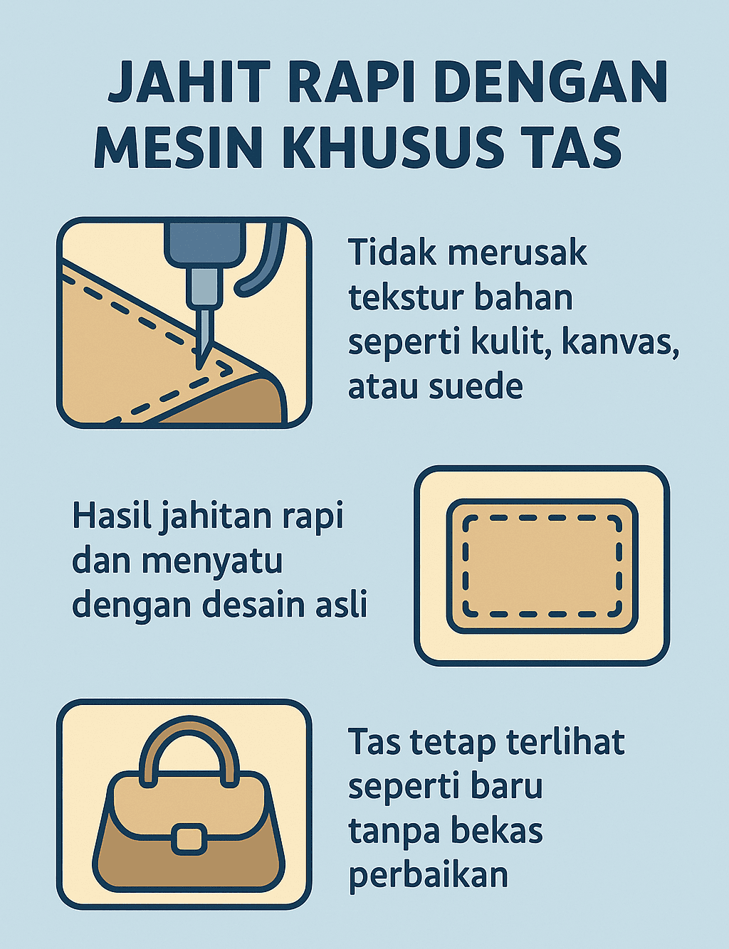 Infografik: Jahit Rapi Dengan Mesin Khusus Tas