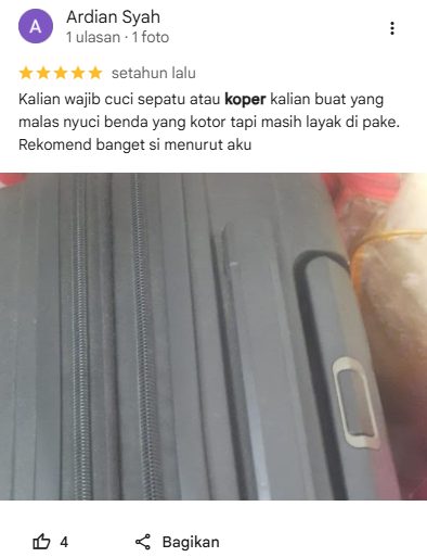 Rating dan Review Terbaik Jasa Cuci Koper Sneakershoot