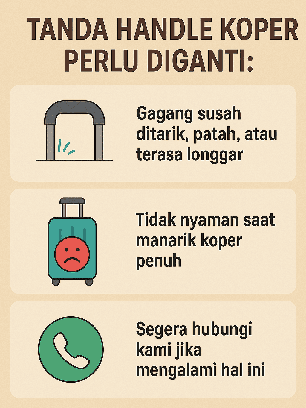 Infografik: Tanda Handle Koper Perlu Diganti