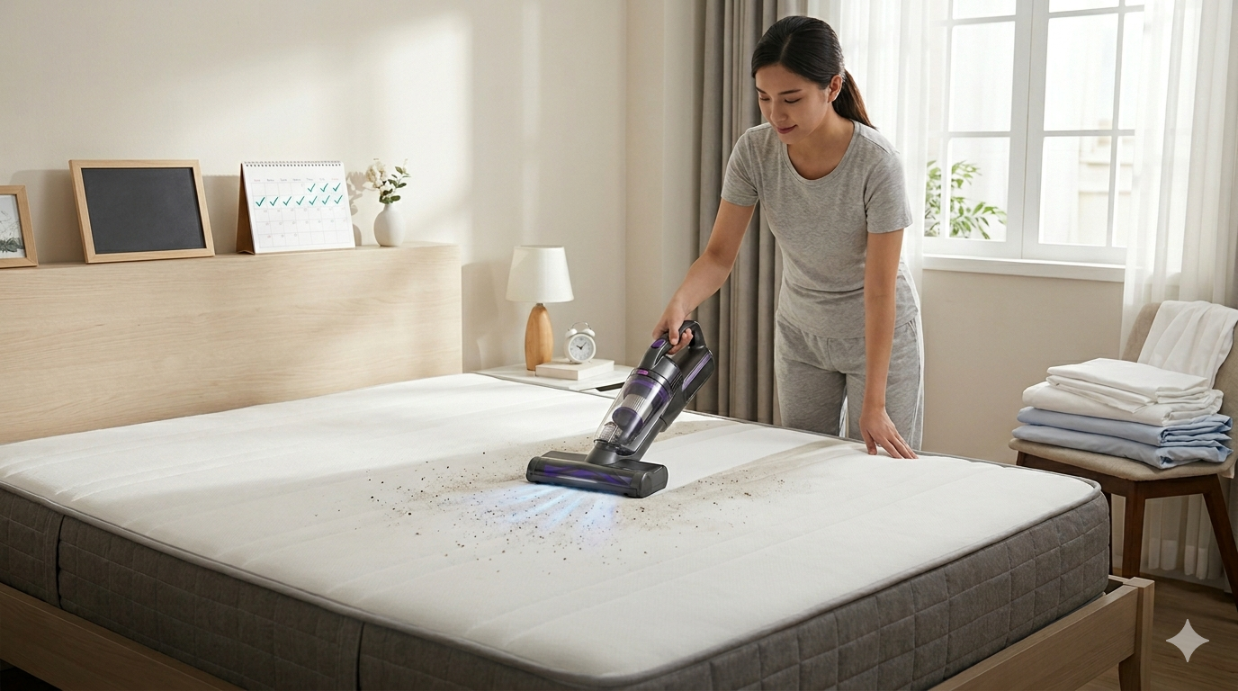 Vakum Kasur Secara Rutin untuk Hilangkan Debu