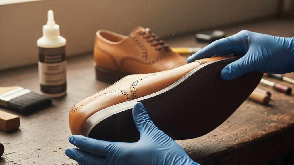 Menempelkan dan Menekan Sol Sepatu Baru