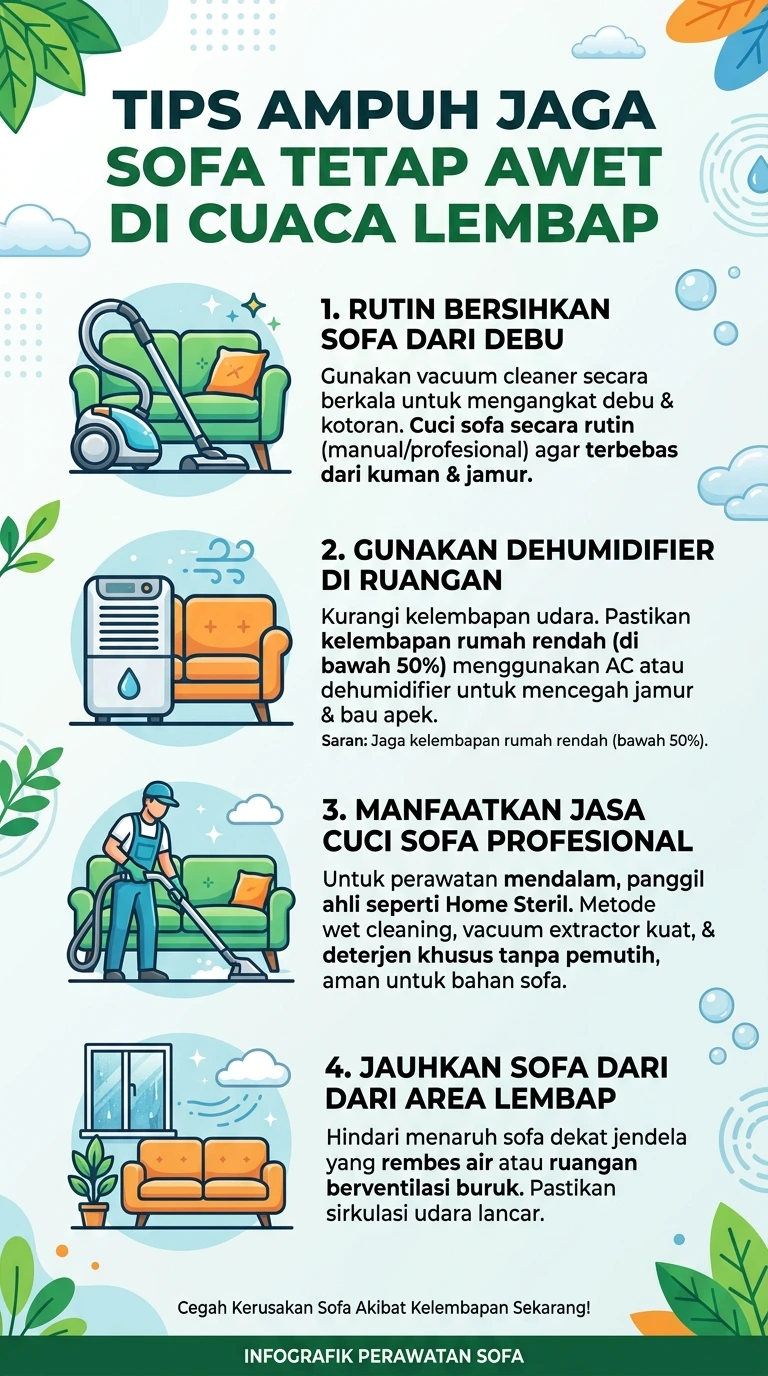 Infografik : Tips Ampuh Jaga Sofa Tetap Awet Di Cuaca Lembab