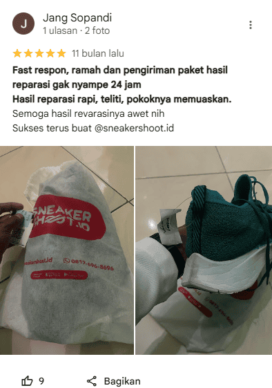 Ulasan Pelanggan Reparasi Sepatu di&nbsp;Sneakershoot.id 