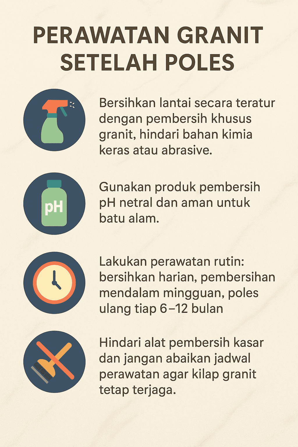 Perawatan Granit Setelah Proses Poles