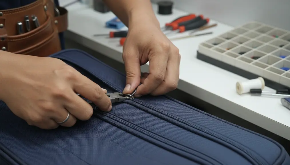 Cara Memperbaiki Resleting Ekspansi Koper yang Jebol