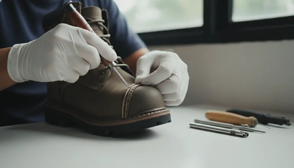 Metode Perbaikan Sepatu Safety: Ganti Tapak & Jahit Keliling