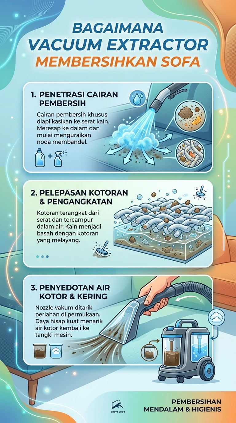 Infografik : Bagaimana Vacuum Extraktor Membersihkan Sofa