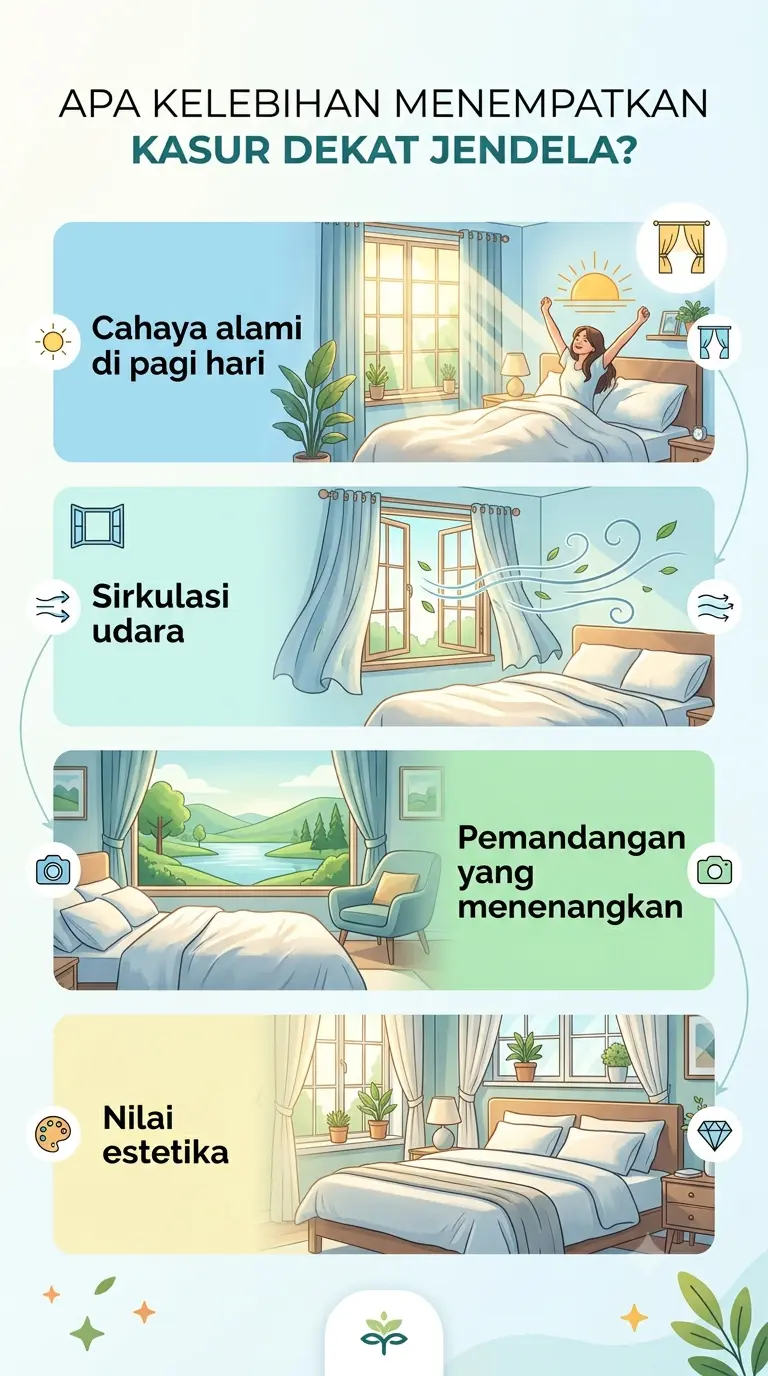 Infografik : Apa kelebihan menempatkan kasur dekat jendela?