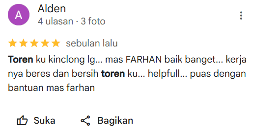 Solusi untuk Toren Air Berlumut