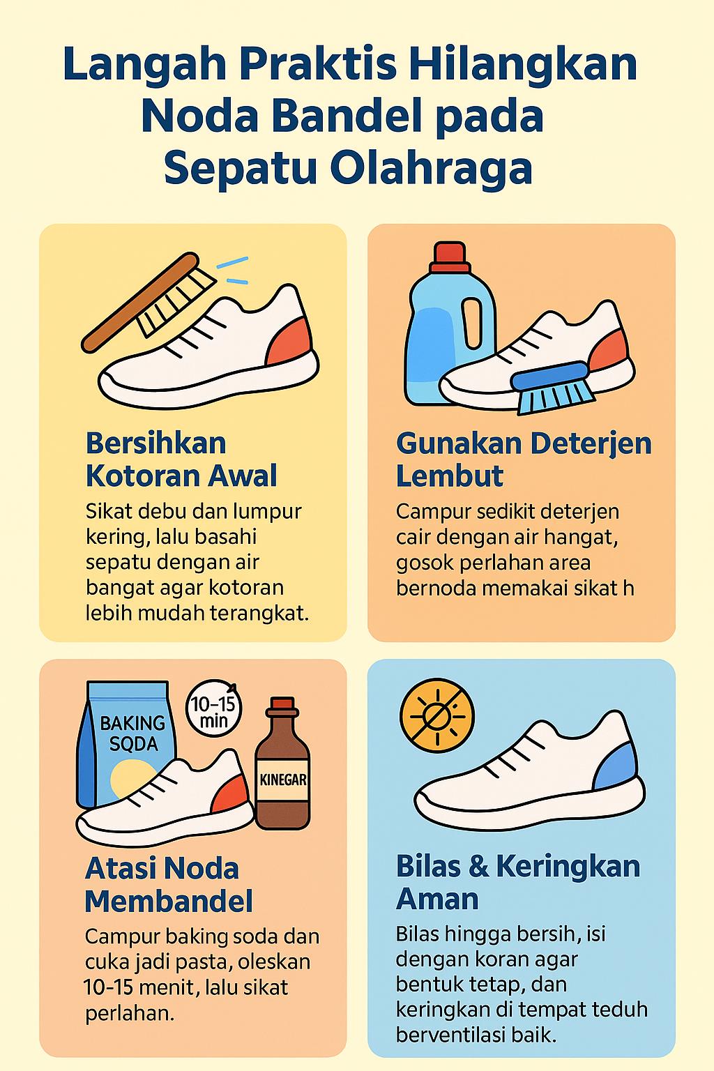Langkah Praktis Hilangkan Noda Bandel pada Sepatu Olahraga