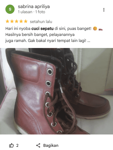 Rating Pelanggan Terhadap Layanan Cuci Sepatu Sneakershoot