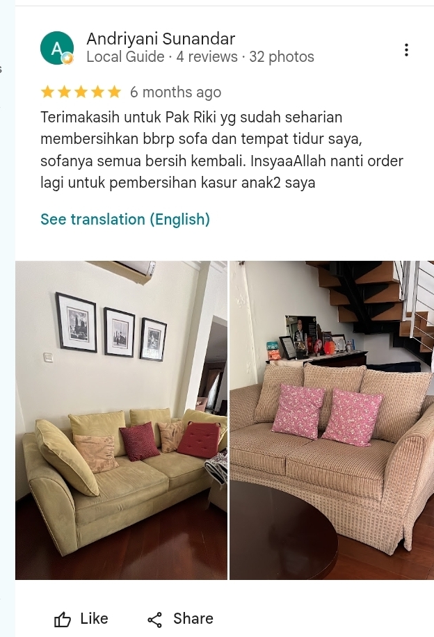 Apa Kata Pelanggan Cuci Sofa Home Steril