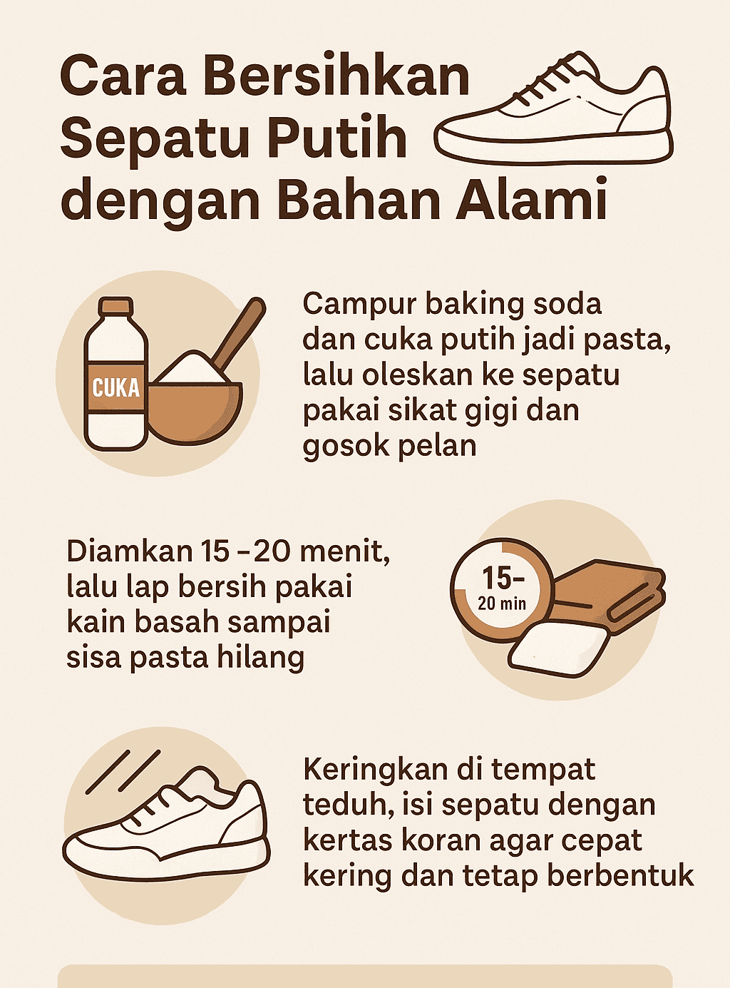 Infografik: Cara Bersihkan Sepatu Putih dengan Bahan Alami