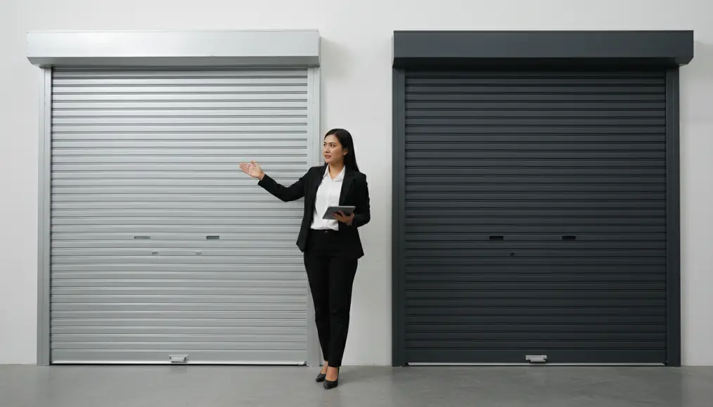 Slat rolling door baja galvanis terpasang dengan guide rail presisi untuk keamanan gudang - home-steril.com