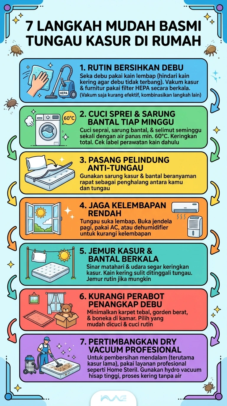 Infografik : 7 Langkah Mudah Basmi Tungau Kasur Di Rumah