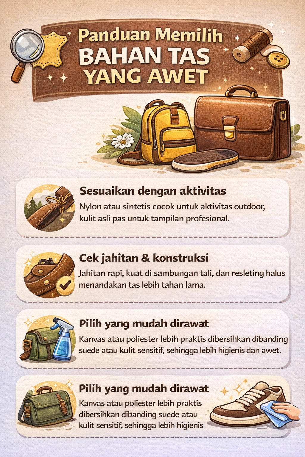 Panduan Memilih Bahan Tas yang Awet