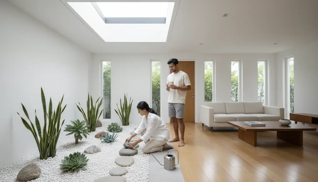 Membuat Taman Kering dalam Rumah (Inner Court) untuk Sirkulasi Udara