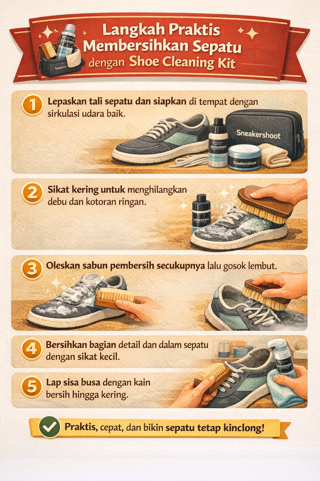 Langkah Praktis Membersihkan Sepatu dengan Shoe Cleaning Kit