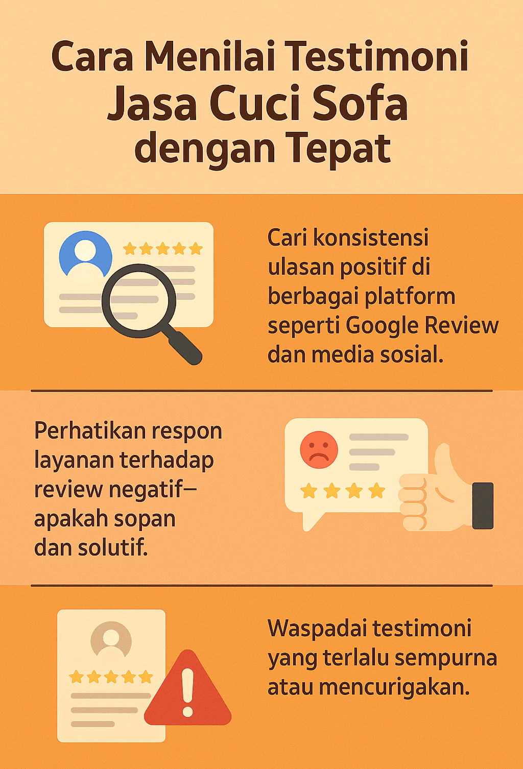 Infografik: Cara Menilai Testimoni Jasa Cuci Sofa dengan Tepat