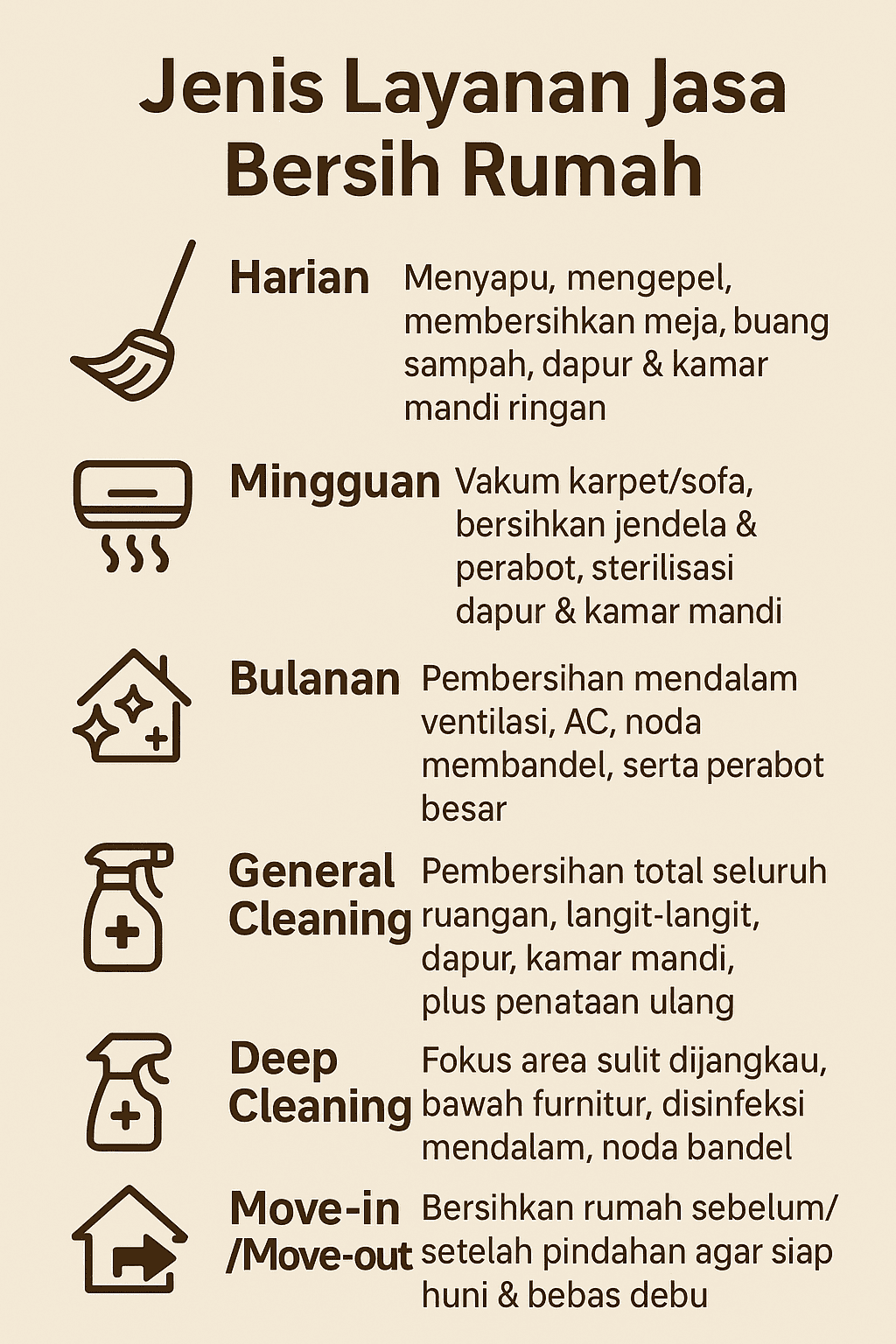 Jenis Layanan Jasa Bersih Rumah
