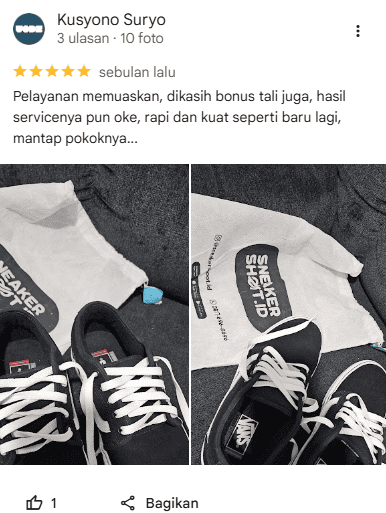 Rating Pelanggan Cuci Sepatu di Home Steril