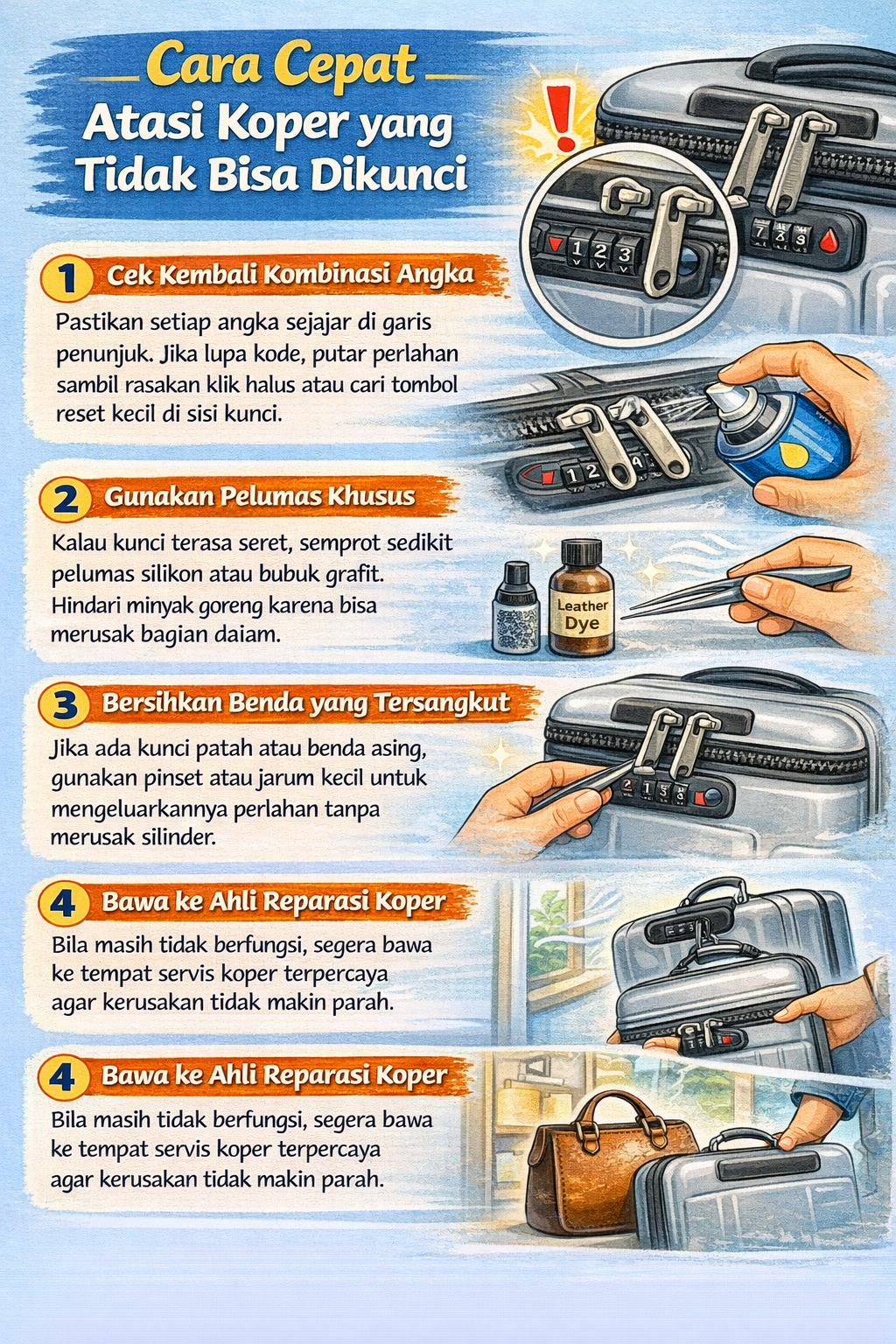 Cara Cepat Atasi Koper yang Tidak Bisa Dikunci