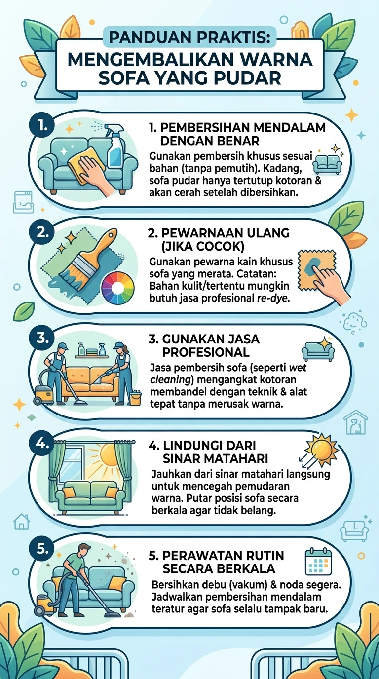 Infografik : Panduan Praktis : Mengembalikan Warna Sofa Yang Pudar