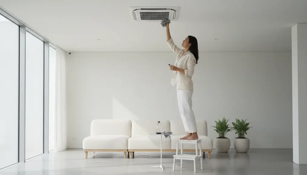 Pembersihan Plafon dan Kisi-Kisi Lampu Kristal: Teknik Tanpa Rusak