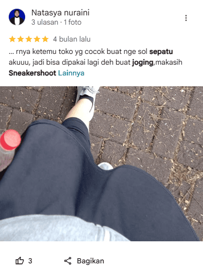 Review Pelanggan Perbaiki Sol Sepatu di Sneakershoot.id