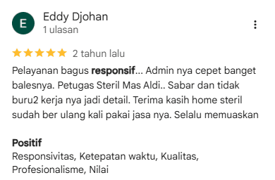 Testimoni Pelanggan Home Steril